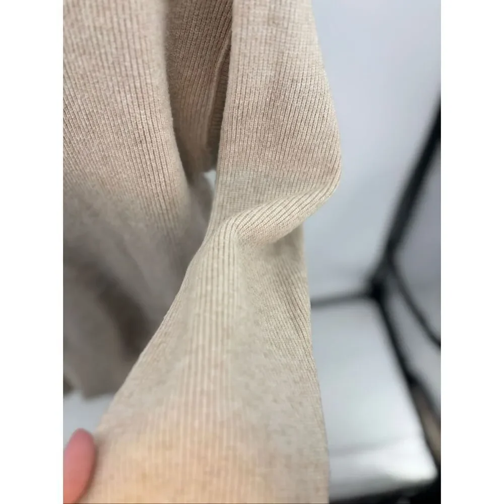 Free People Softly Structured Turtleneck Sweater Size L Oatmeal